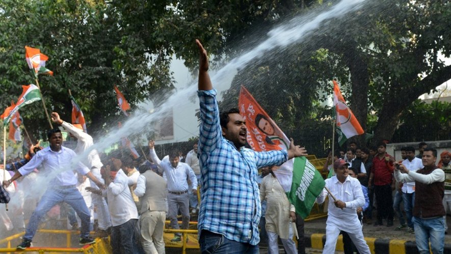Manifestation sur l'avenue Jantar Mantar à New Delhi, en Inde, le 18 novembre 2016