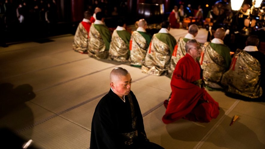 Le moine bouddhiste japonais Kazuki Yazawa au temple Zenkoji à Nagano le 7 novembre 2016