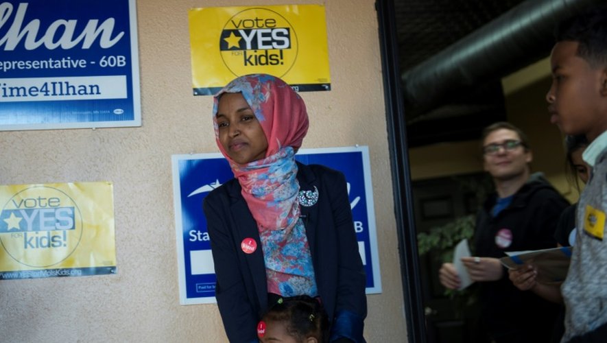 La Somalienne Ilhan Omar, élue au Parlement du Minnesota, le jour de son élection le 8 décembre 2016 à Minneapolis