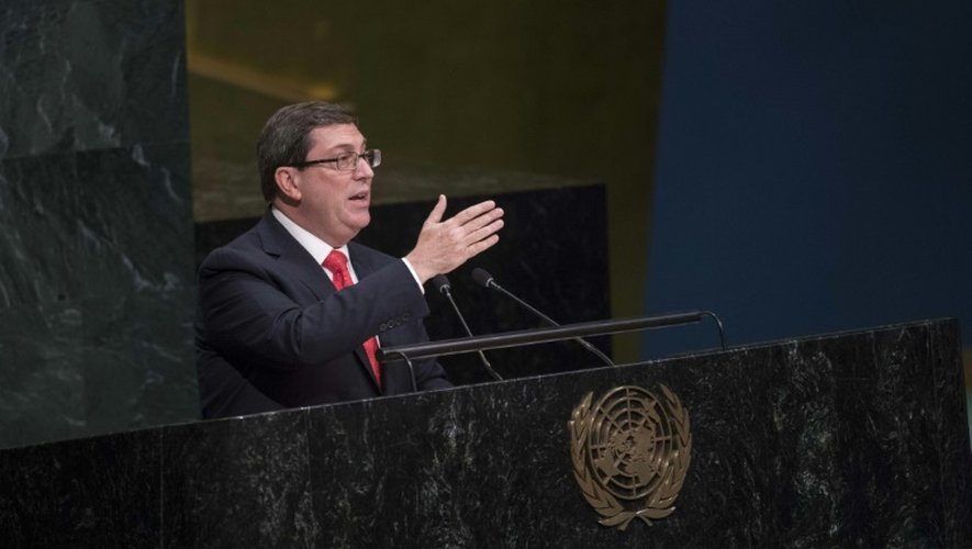 Le ministre cubain des Affaires étrangères Bruno Rodriguez lors d'un discours devant l'Assemblée générale de l'ONU à New York, le 26 octobre 2016