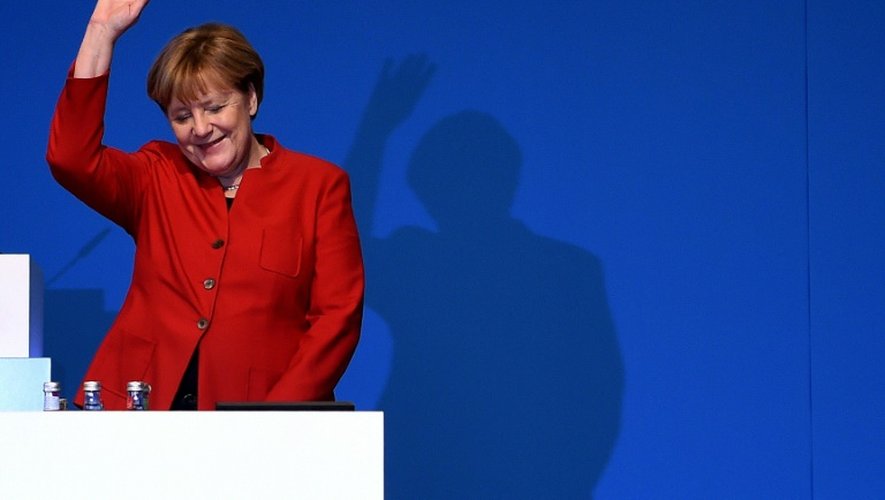La Chancelière allemande Angela Merkel après sa réélection à la tête de la CDU, le 6 décembre 2016 à Essen