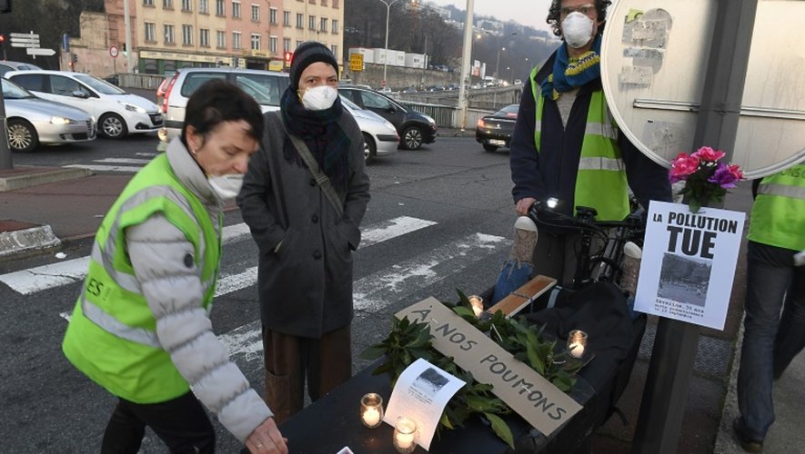 Des manifestants protestent contre la pollution, le 6 décembre, à Lyon