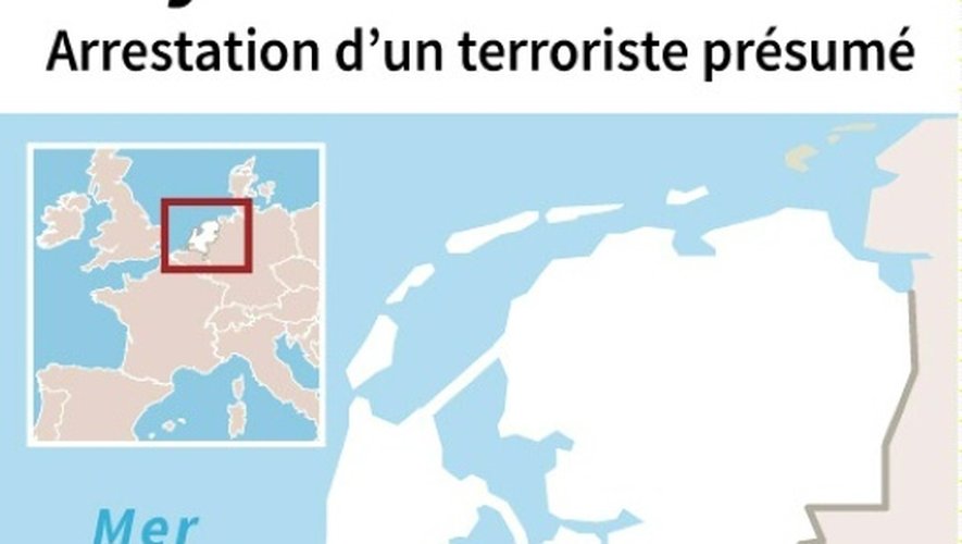 Carte localisant Rotterdam où un homme de 30 ans a été interpellé. Il est "soupçonné d'avoir préparé un crime terroriste"