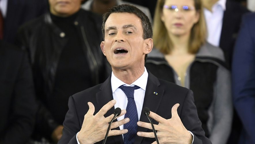 Manuel Valls, le 5 décembre 2016 à la mairie d'Evry, lors de l'annonce de sa candidature à l'élection présidentielle