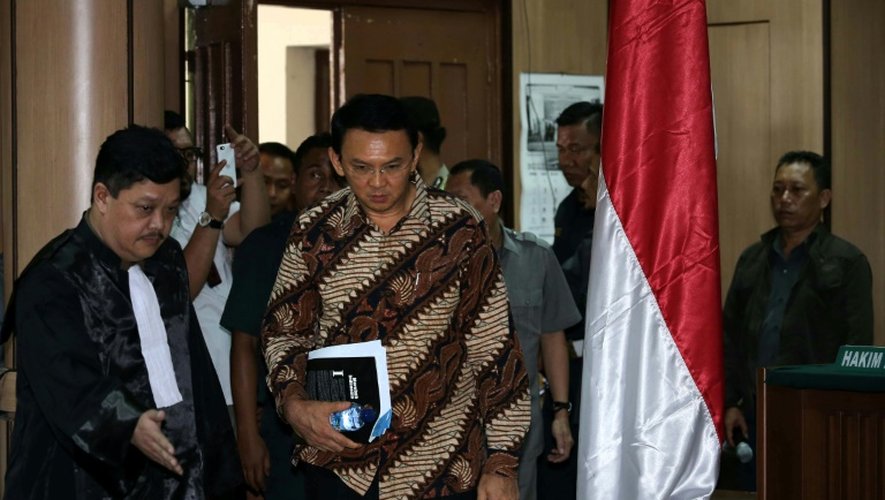 Le gouverneur chrétien Basuki Thahaja Purnama à son arrivée au tribunal 13 décembre 2016 à Jakarta