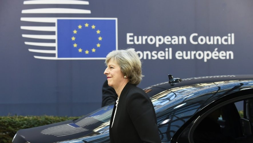 Arrivée de Thérésa May, Prmemière ministre britanniqque au sommet européen de Bruxelles, le 15 décembre 2016