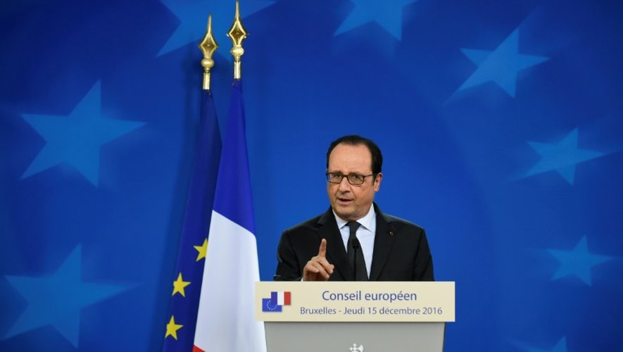 François Hollande s'est exprimé à Bruxelles au cours d'une conférence de presse, le 15 décembre 2016