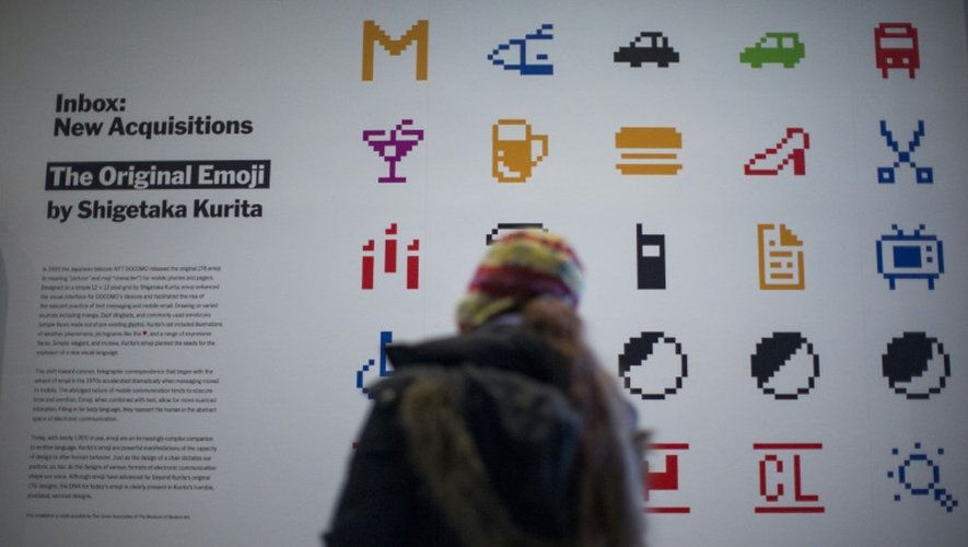 Des "Emoji" du créateur japonais Shigetaka Kurita exposés le 15 décembre 2016 Musée d'art moderne (MoMA) à  New York