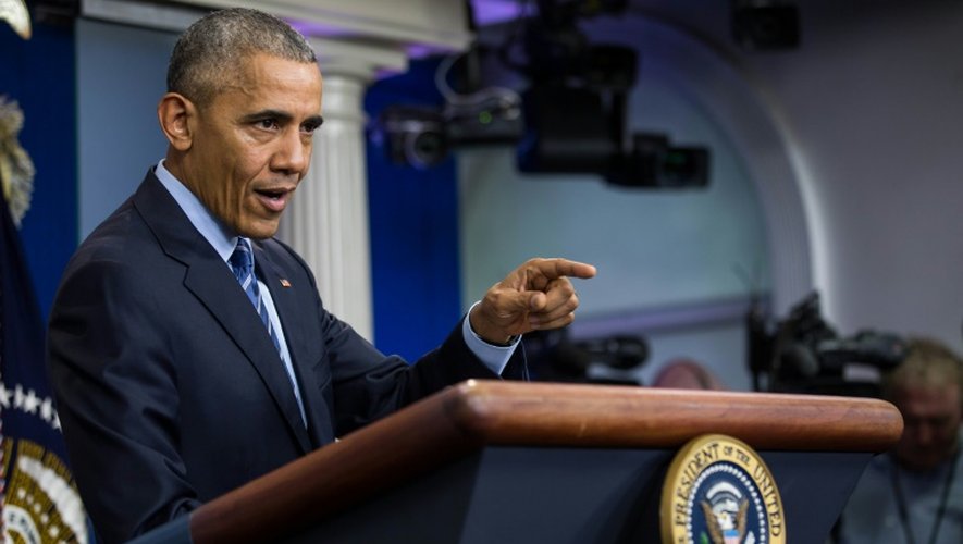 Le président Obama tient une conférence de presse à Washington le 16 décembre 2016