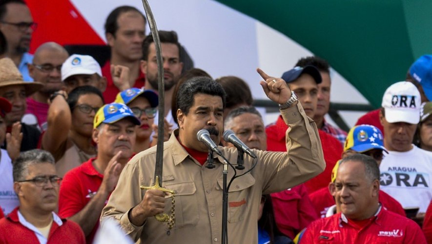 Le président vénézuélien Nicolas Maduro lors d'un discours en hommage à Simon Bolivar, le 17 décembre 2016 à Caracas