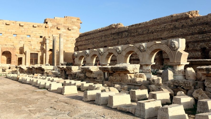 Un quartier de l'ancienne cité romaine de Leptis Magna, en Libye le 18 décembre 2016.