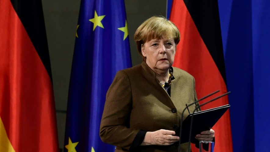 Angela Merkel tient une conférence de presse, le 23 décembre 2016 à Berlin