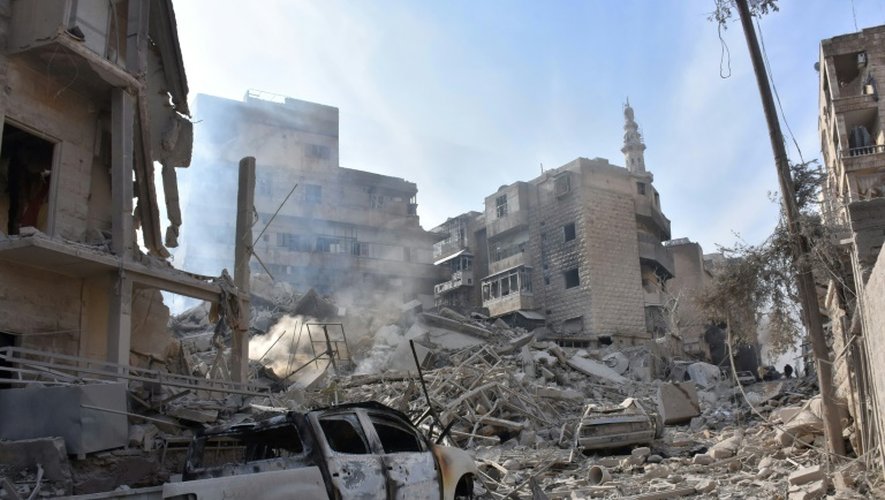 Destruction dans le district Zebdiye à Alep, en Syrie, le 23 décembre 2016