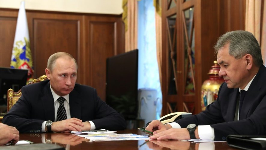 Le président Vladimir Poutine et son ministre de la Défense Sergei Shoigu lors d'une réunion au Kremlin le 29 décembre 2016 à Moscou
