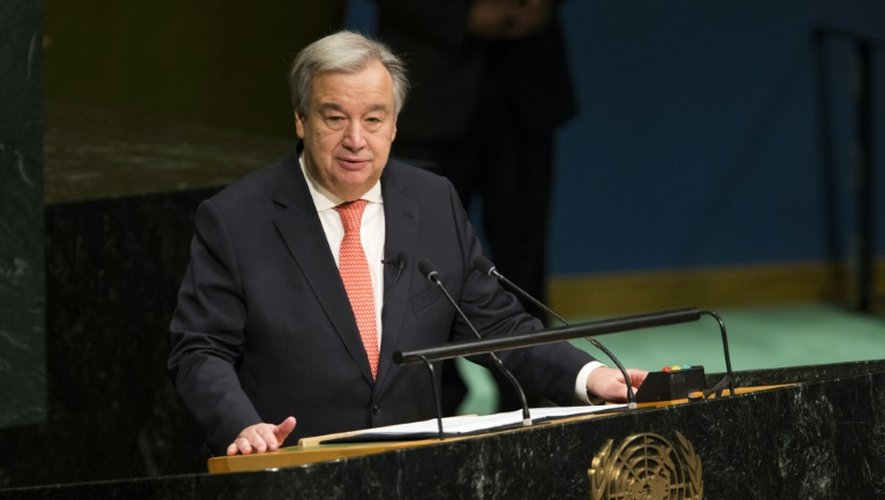 Antonio Guterres devant l'Assemblée générale des Nations unies, à New York, le 12 décembre 2016
