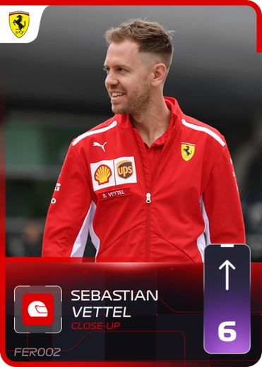 Une carte représentant Sebastien Vettel dans "F1 Trading Card Game 2018"
