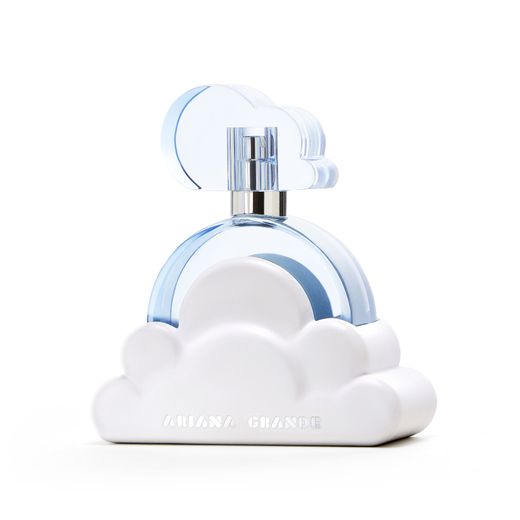 Le parfum se présente dans un flacon bleu prenant la forme d'un nuage.