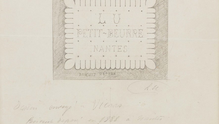 "Premier dessin du Petit-Beurre" de Louis Lefèvre-Utile, 1886, déposé en 1888  Estimation : 2 000-3 000 €