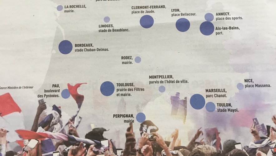 Rodez sur la carte des fan-zones citées par le journal L'Equipe.
