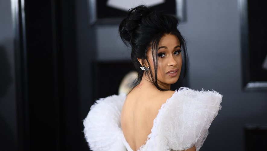 Cardi B arrives for the 60th Grammy Awards on January 28, 2018, in New York