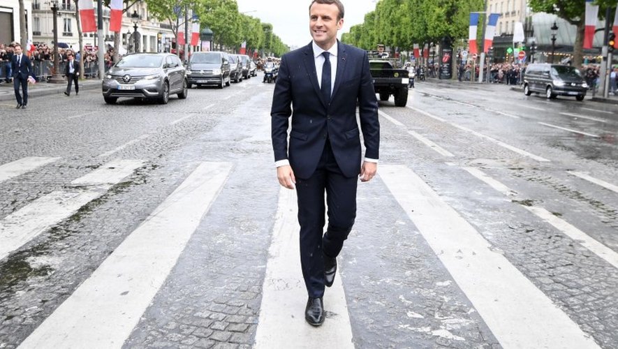 Emmanuel Macron, dimanche 14 mai, lors de sa journée d’investiture.