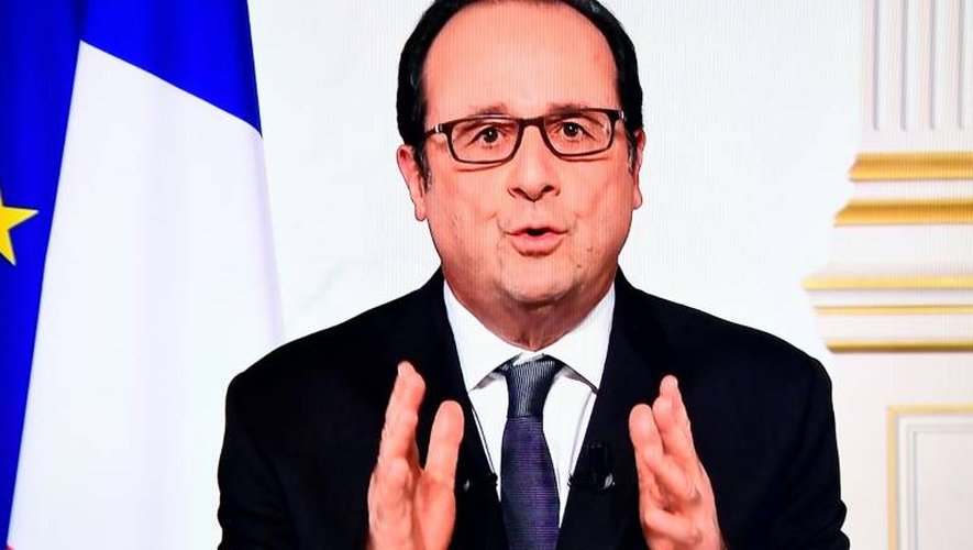 François Hollande lors des ultimes voeux télévisés du Nouvel an de son quinquennat, le 31 décembre 2016 à Paris
