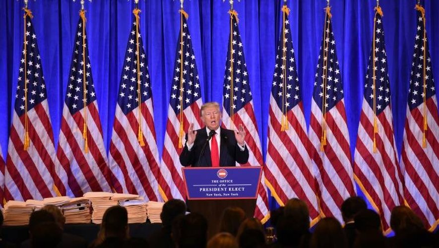 Le président élu Donald Trump lors de sa conférence de presse à New York, le 11 janvier 2017
