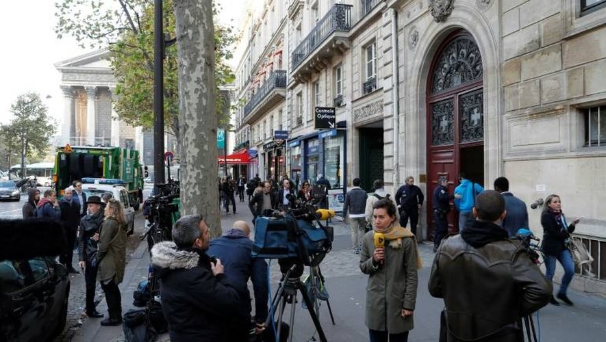 L'entrée de la résidence hôtelière Rue Tronchet à Paris, près de l'église de la Madeleine, dans laquelle Kim Kardashian a été dévalisée, le 3 ocotbre 2016