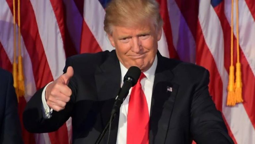 Le président élu Donald Trump lors de son discours de victoire, à New York, le 9 novembre 2016