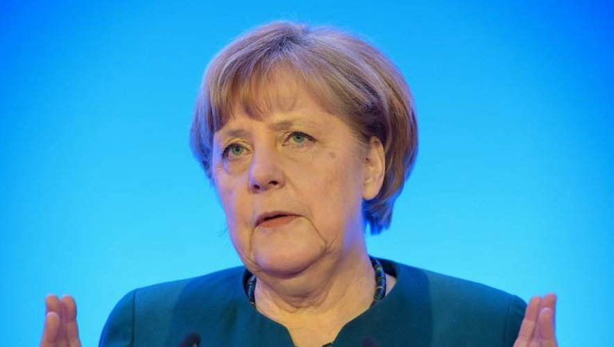La chancelière Angela Merkel lors d'une conférence de presse le 14 janvier 2017 à Perl