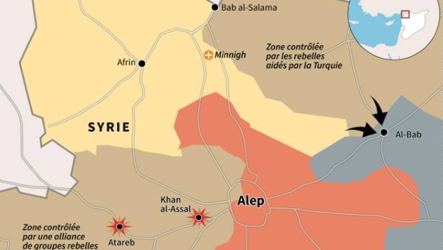 Zones de contrôle et derniers raids survenus dans le nord de la Syrie