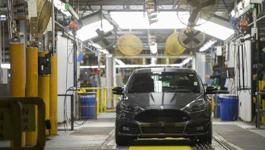 Une Ford Focus sur une chaîne de montage d'une usine automobile du Michigan, le 7 janvier 2015.