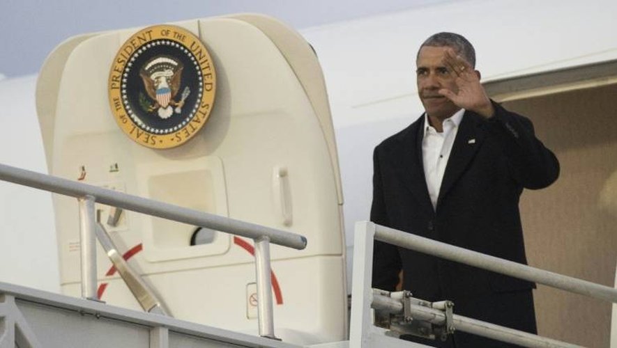 Le président américain Barack Obama à son arrivée à l'aéroport de Jacksonille, en Floride, le 7 janvier 2017