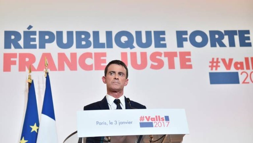 Manuel Valls lors de la présentation de son "projet" présidentiel le 3 janvier 2017 à la maison de la Chimie à Paris