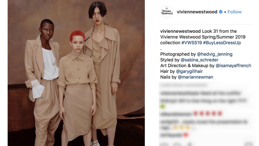 Vivienne Westwood sur Instagram 2018
