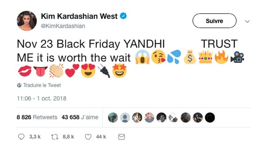 Kim Kardashian a annoncé la nouvelle sur son compte Twitter.