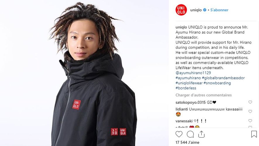 Ayumu Hirano est le nouvel ambassadeur de la marque Uniqlo.