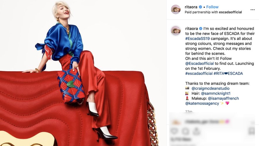Rita Ora sur Instagram 2019
