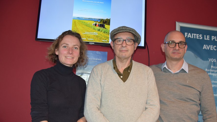 Sarah Singla, agricultrice, le réalisateur François Stuck et le directeur de CGR Rodez Yann Marie.