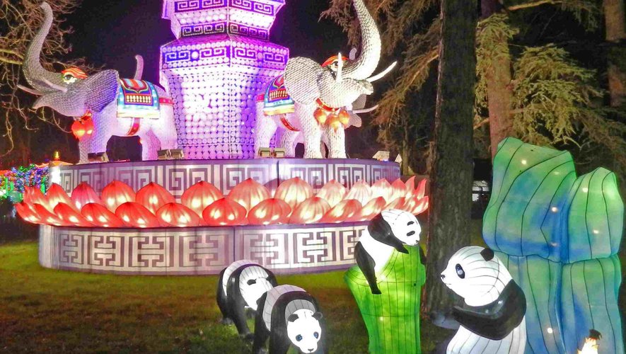 Des pandas et de majestueux éléphants de porcelaines.