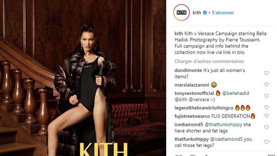 Bella Hadid prête ses traits à la campagne de la collection Kith x Versace.