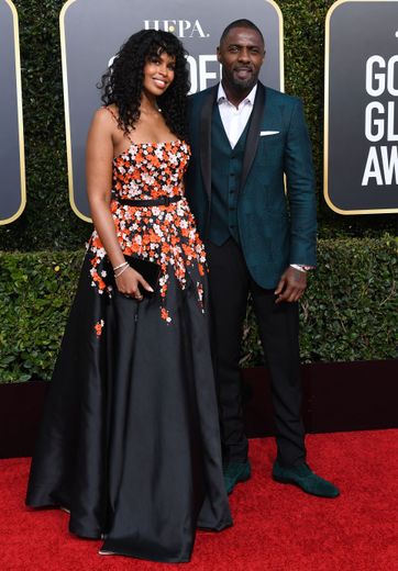 Idris Elba et sa fiancée Sabrina Dhowre sur le tapis rouge des Golden Globes 2019