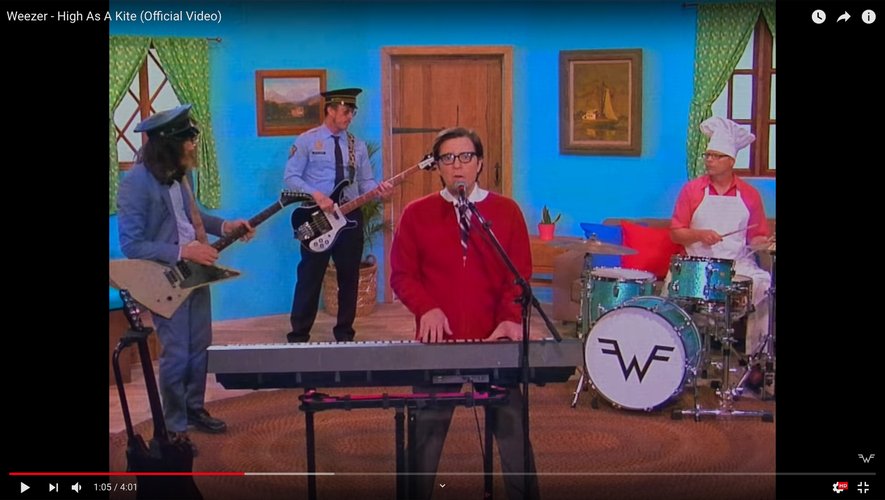 Weezer dans le clip de "High As A Kite".