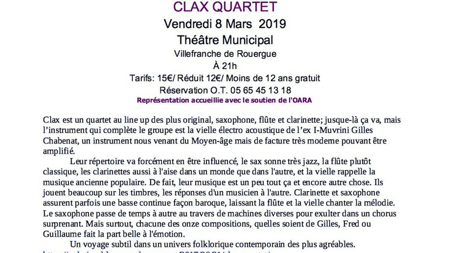 Clax Quartet en concert