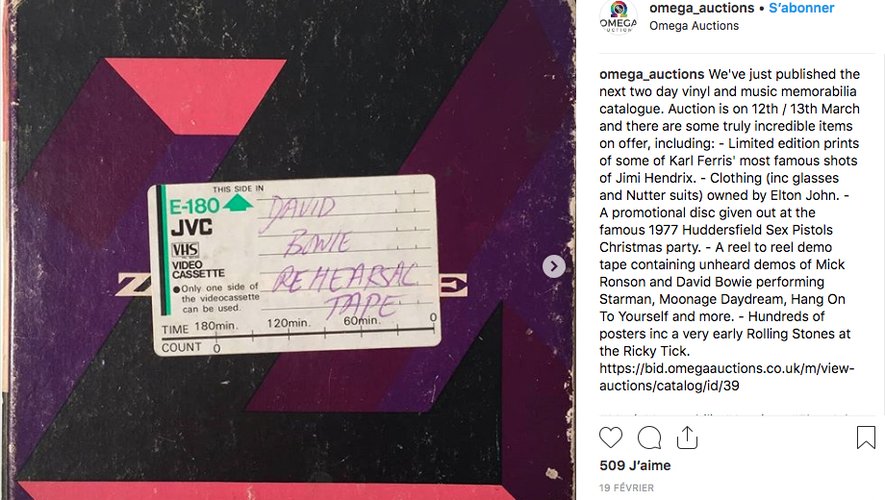 Omega Auctions a partagé sur Instagram une photo de la démo inédite de "Starman" par David Bowie.