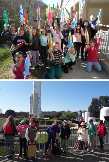 Les écoliers ont fabriqué une fusée. Le lendemain ils se sont rendus à la Cité de l’Espace à Toulouse.