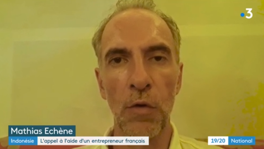 Mathias Echène, ici sur France 3 depuis sa prison en Indonésie.