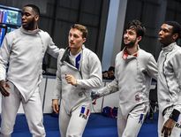 L'équipe de France U23 avec de gauche à droite Aymerick Gally, Clément Dorigo, Paul Allegre et Luigi Midelton