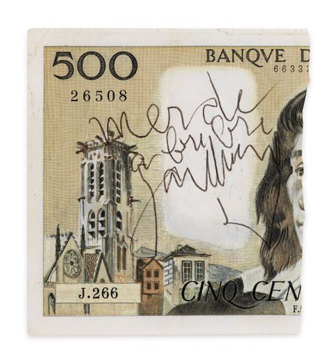 Billet de 500 francs signé par Serge Gainsbourg.