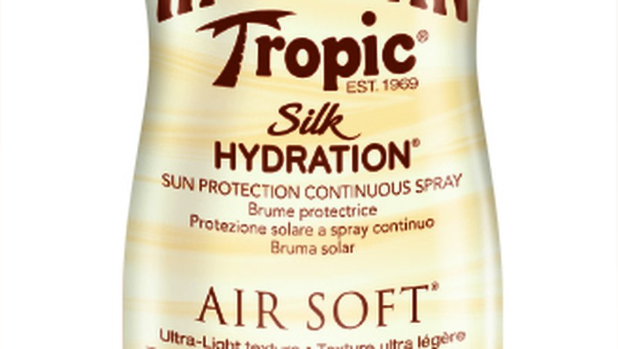 La Brume Silk Hydration Air Soft SPF50 par Hawaiian Tropic - Prix : 11€90 les 180 ml - Site : www.hawaiiantropic.fr.